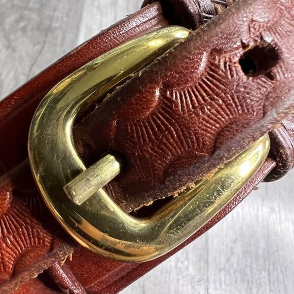 Vintage Leather Brown Embossed Western Cowboy Belt Cabela's Size 40 - Picture 7 of 10